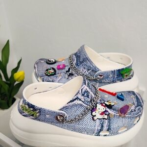 Limited Edition SZA Faux Denim Blue Clogs with Charms